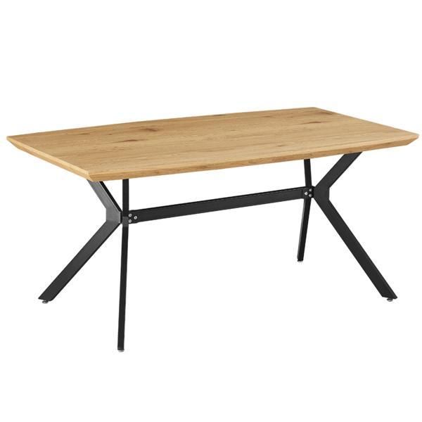 Masa cu blat mdf maro stejar si picioare metal negru mediter 160x90x75 cm 