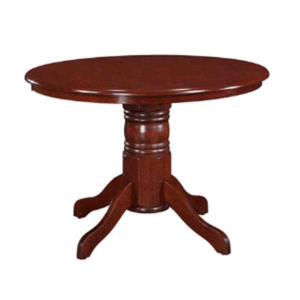 Masa blat rotund din mdf maro castaniu si picior lemn tablos 106x106x76 cm