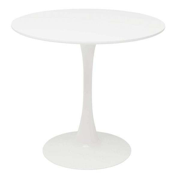 Masa cu blat rotund mdf alb mat si picior reventon metal 80x72 cm
