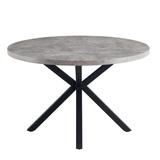 Masa cu blat rotund din mdf gri carbon si picioare metal negru Medor 120x76 cm 