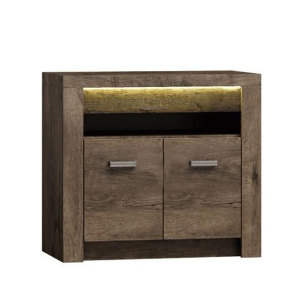 Comoda, 2 usi, din pal maro frasin inchis, infinity, 96x42x73 cm