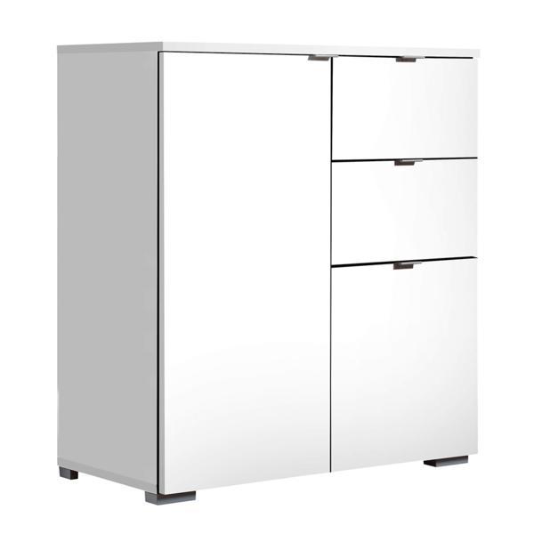 Comoda, 2 usi, 2 sertare, din pal alb, miranda, 70x35x79 cm