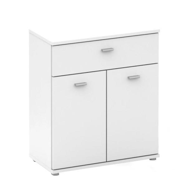 Comoda, 2 usi, 1 sertar, din pal alb, nena, 61x30x69 cm