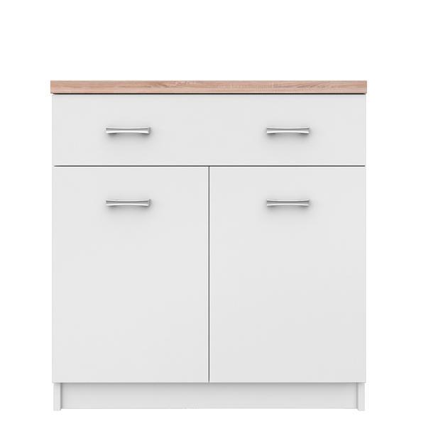 Comoda, 2 usi, 1 sertar, din pal alb maro stejar sonoma, topty, 80x33x85 cm
