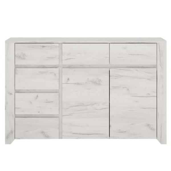 Comoda, 6 sertare, 2 usi, din pal alb craft, angel, 119x40x77 cm