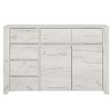 Comoda, 6 sertare, 2 usi, din pal alb craft, Angel, 119x40x77 cm
