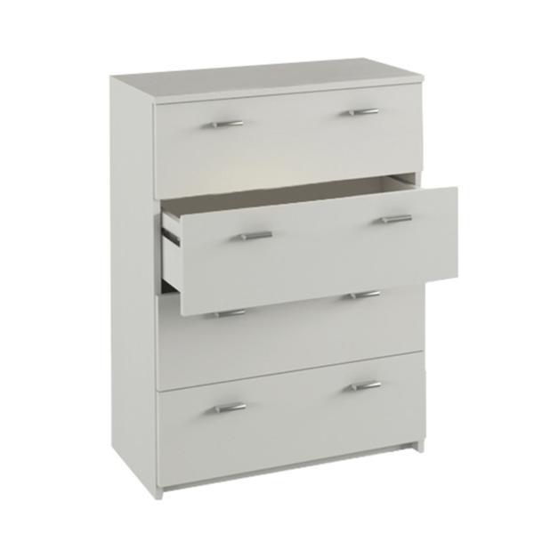 Comoda, 4 sertare, mdf laminat alb, natali, 64x85x31,8 cm