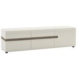 Comoda, 3 usi, mdf alb lucios stejar sonoma truflu, Lynatet, 164x42x45,5 cm