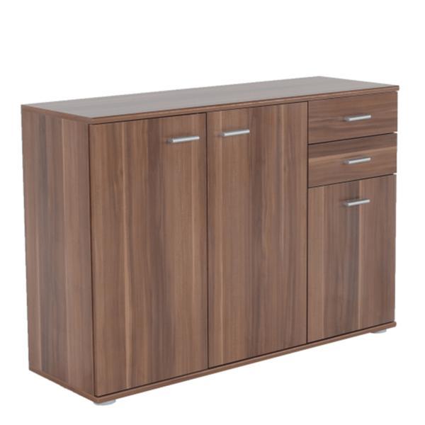 Comoda, 3 usi, 2 sertare, din mdf maro prun, tampa, 106x35x75 cm