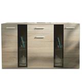 Comoda, 3 usi, 1 sertar, din pal stejar sonoma, Salesa, 140x40x80 cm