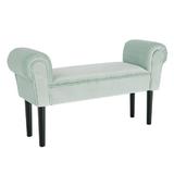 Banca tapiterie catifea verde menta si picioare lemn negru BURDA 100x30x56 cm