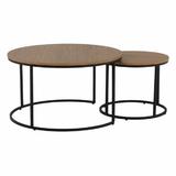 Set 2 masute cafea mdf stejar metal negru Iklin