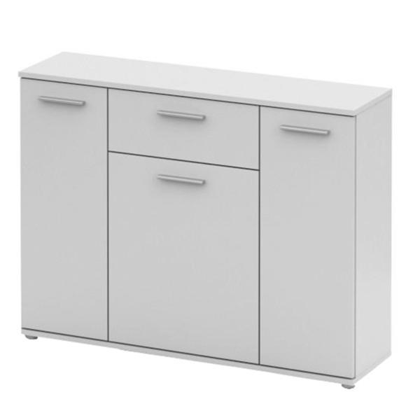 Comoda, cu 3 usi 1 sertar din mdf alb, noko, 110x29x82 cm