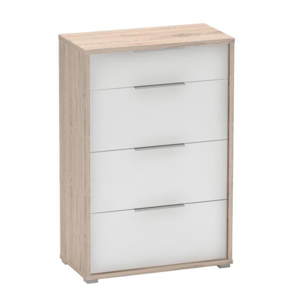 Comoda, cu 3 sertare din mdf natur si alb, rioma, 75x38x112 cm
