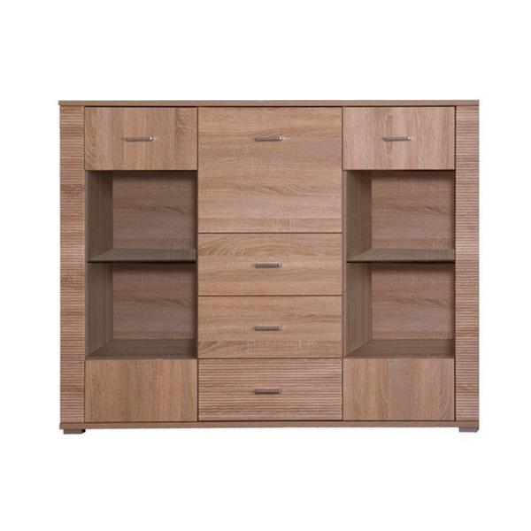 Comoda, 8 sertare mdf stejar sonoma grand, 140x39x118 cm