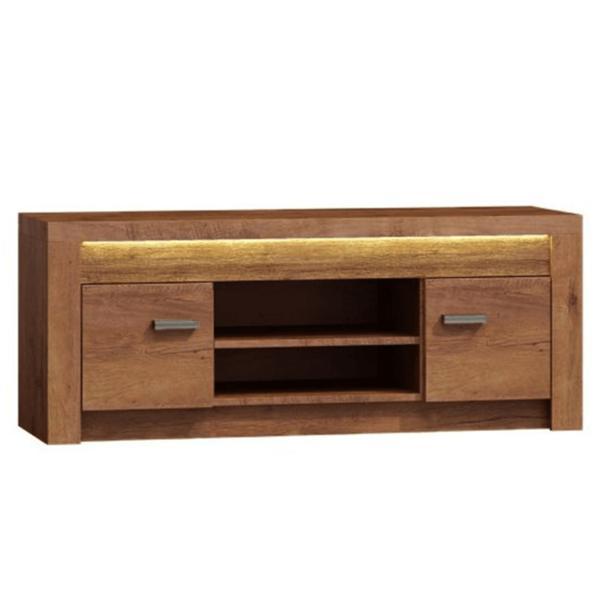 Comoda tv, 2 usi, 2 polite din pal maro frasin, infinity, 137x42x53 cm