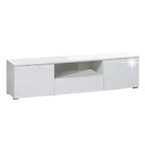 Comoda TV, 3 usi, din pal alb lucios, Spice, 165x40x42 cm