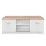 Comoda TV, 2 usi, din pal melaminat alb stejar sonoma, Topty, 120x42x46 cm