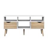 Comoda TV, 2 sertare, din pal stejar sonoma alb, Oslo, 117x39x57 cm