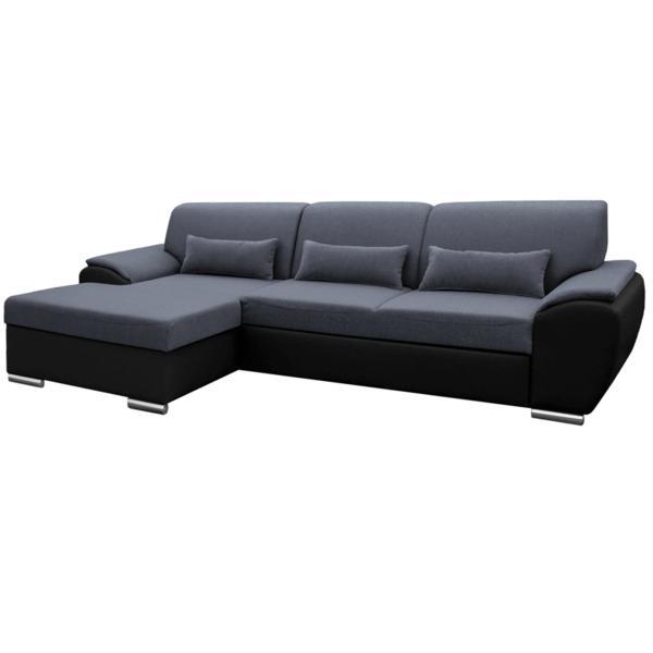Coltar extensibil cu tapiterie textil negru gri inchis model stanga emily 280x174x83 cm