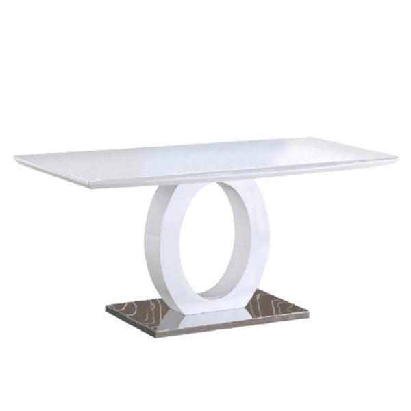 Masa din mdf alb lucios si picior otel zarni 150x80x75 cm