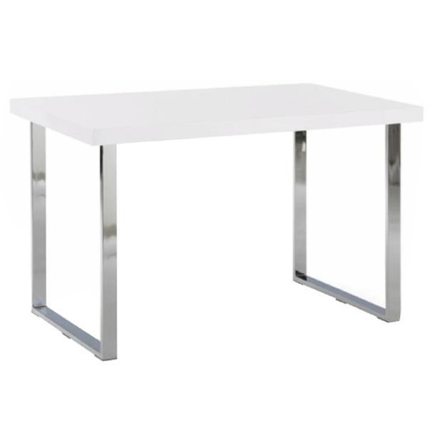 Masa din mdf alb lucios cu picioare crom talos 130x80x75 cm
