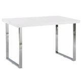 Masa din mdf alb lucios cu picioare crom Talos 130x80x75 cm 