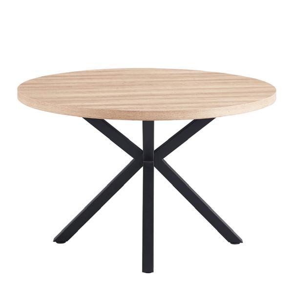 Masa de blat stejar sonoma picior metal negru medor 120x76 cm 
