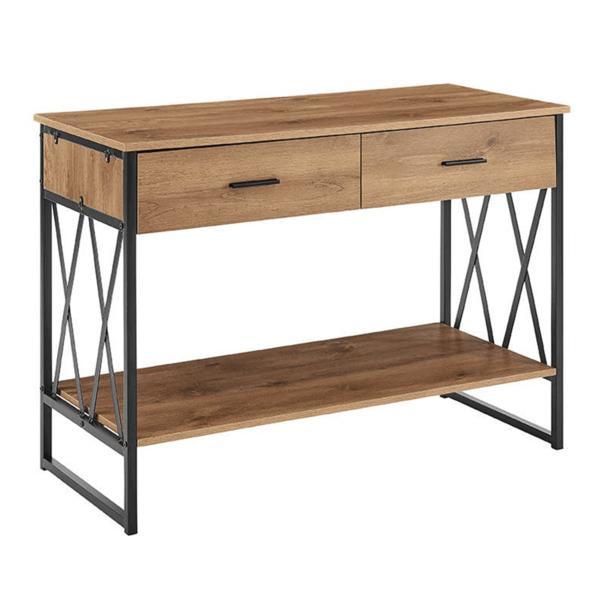 Consola, din mdf stejar si metal negru, nevan 106x45x76 cm