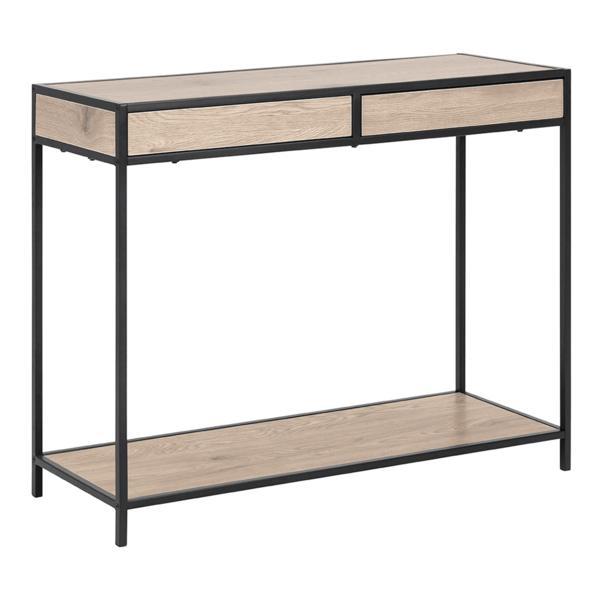 Consola, din mdf stejar si metal negru, nartan, 100x35x79 cm