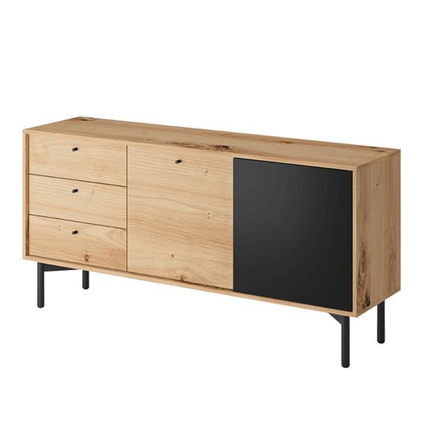 Comoda, din mdf maro stejar artisan negru, forso, 151x41x74 cm