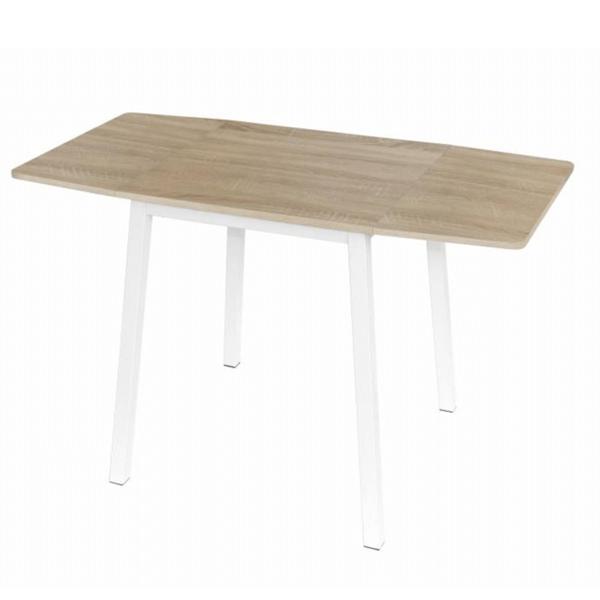 Masa pliabila cu blat mdf stejar sonoma si picioare metal alb mauro 120x60x75 cm