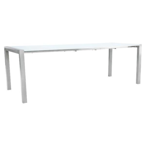 Masa extensibila cu blat mdf alb lucios si picioare metal daro 230x90x76 cm