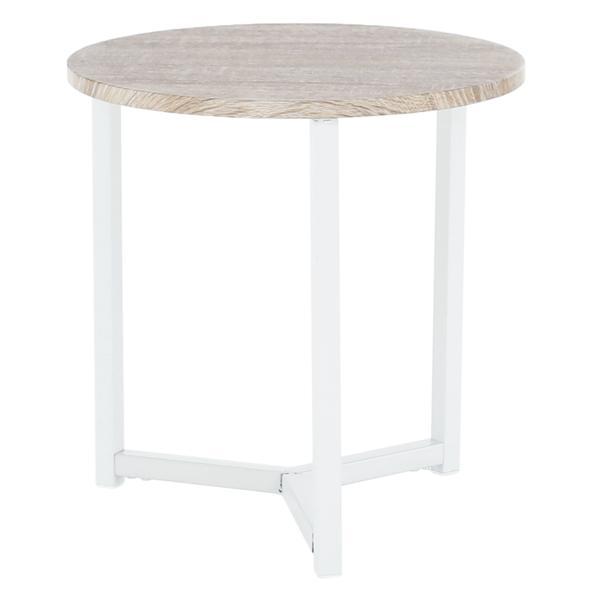 Masuta cu blat mdf natur si picior otel alb celini 40x40x38 cm