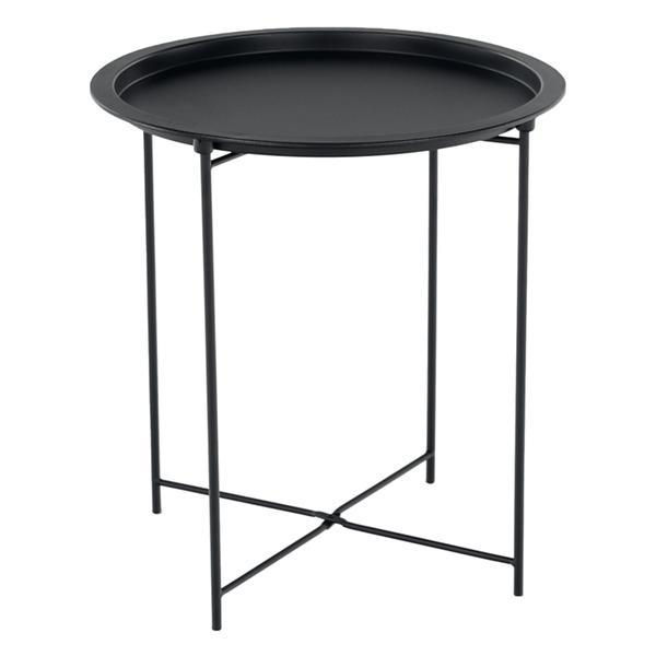 Masuta cafea cu tava detasabila metal negru render 47x47x50 cm