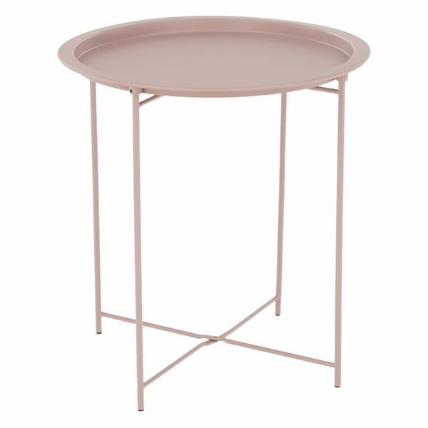 Masuta cafea cu tava detasabila din metal roz render 47x47x50 cm