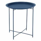 Masuta cafea cu tava detasabila din metal albastru Render 47x47x50 cm
