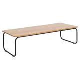 Masuta cafea cu blat mdf maro stejar si picioare metal negru Laverne 120x48x32 cm