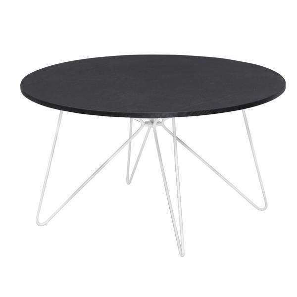 Masuta cafea blat mdf stejar negru alb si picioare metal mikel 80x80x43 cm