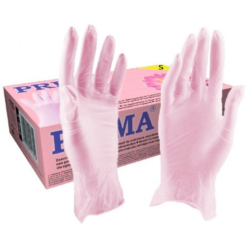 Manusi Nitril Roz Marimea S - Prima Nitril Examination Pink Gloves Powder Free S poza