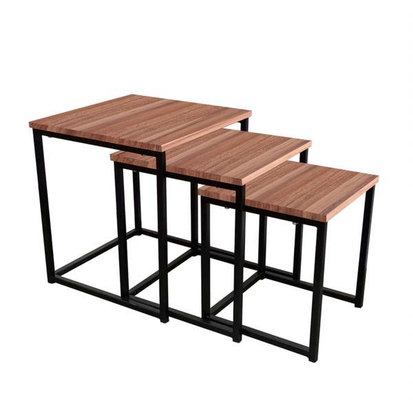 Set 3 masute cafea mdf nuc metal negru kastler