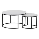 Set 2 masute cafea mdf alb metal negru Iklin