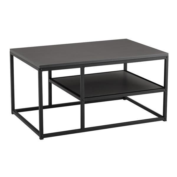 Masuta de cafea din mdf gri si picioare metal negru barmio 90x60x45 cm