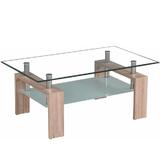 Masuta de cafea cu blat sticla si picioare mdf stejar sonoma Libor 100x60x42 cm