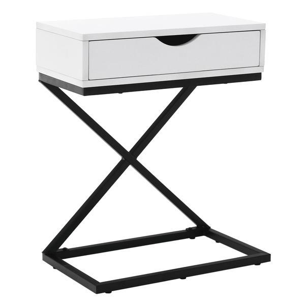 Noptiera, din mdf si metal alb negru vired 50x30x60 cm