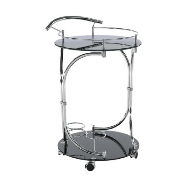 Masuta de servire cu polite sticla neagra si crom argintiu vesna 50x45x72 cm