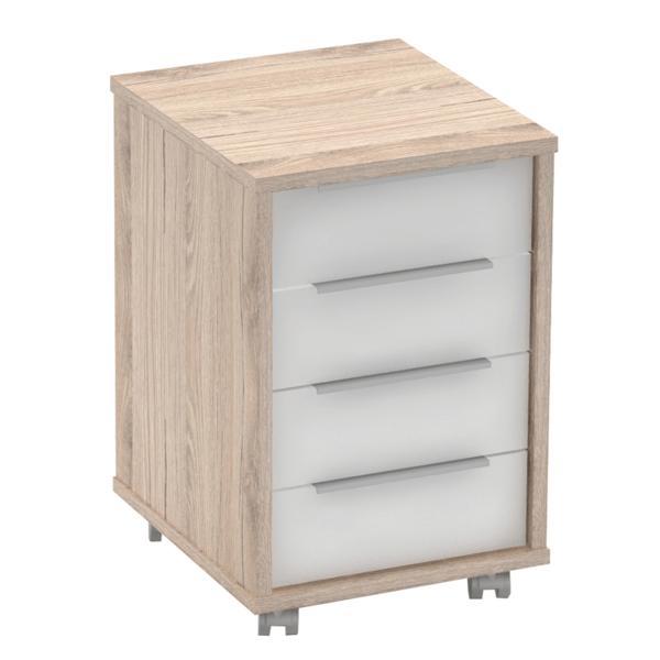 Noptiera, 4 sertare, din mdf natur alb, rioma, 43x48x67 cm