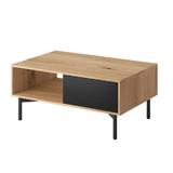 Masuta de cafea din pal maro stejar artisan negru Forso 102x68x46 cm