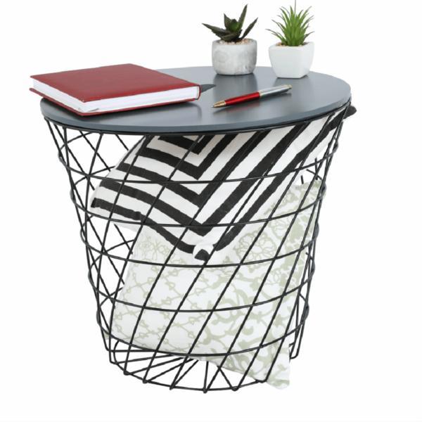Masuta din mdf si metal grafit negru batis 44x42 cm