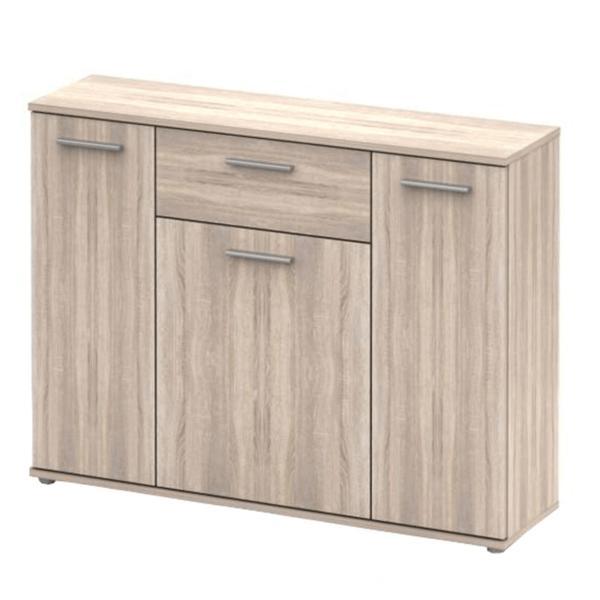 Comoda, cu 3 usi 1 sertar din mdf stejar sonoma, noko, 110x29x82 cm